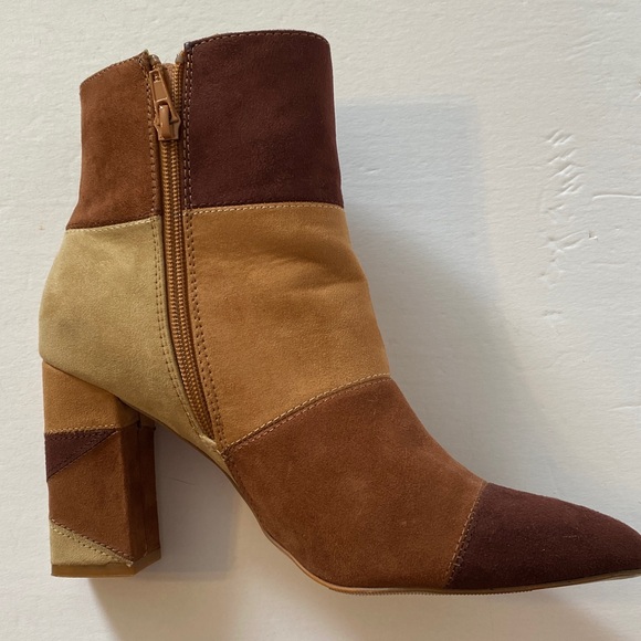 Madden Girl Patchwork Ankle Heeled Boots. - Picture 3 of 5